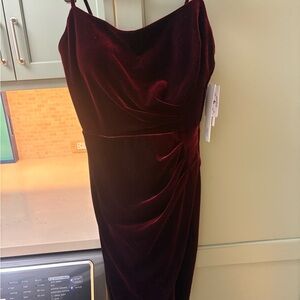 Aqua Burgundy Velvet Midi Dress